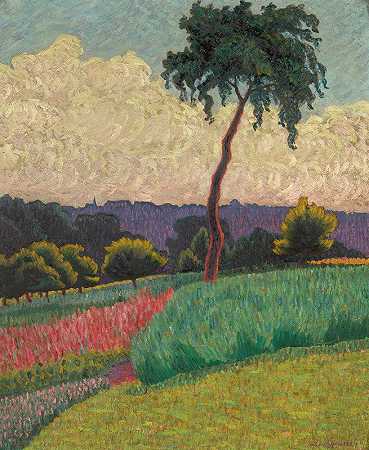 普罗旺斯佩萨奇`Paysage En Provence (1891) by Léo Gausson