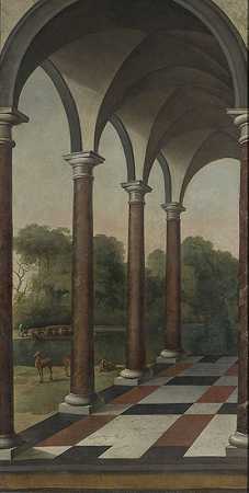 通往公园的柱廊`Colonnade giving onto a Park (1660 ~ 1673) by Barent Fabritius