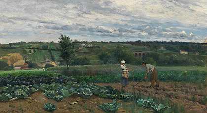 带卷心菜的景观，康卡诺`Landscape with Cabbage Patch, Concarneau by Johan Ericson