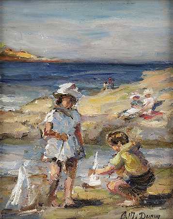 在海滩`At the Beach by Paul Michel Dupuy