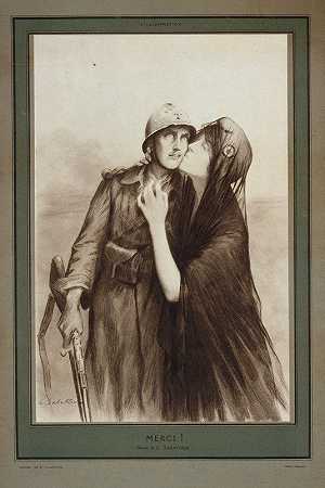 -谢谢`Merci! (1919) by Louis Rémy Sabattier