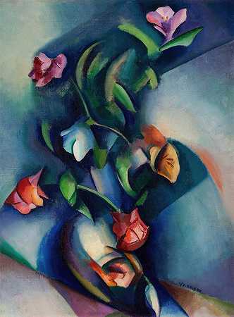 水雾花`Synchromist Flowers (circa 1917~20) by William Henry Kemble Yarrow