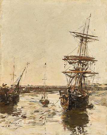 特鲁维尔港`Avant~port de Trouville (1887) by Eugène Boudin