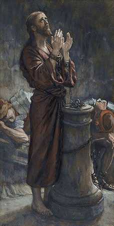 耶稣受难日上午耶稣在监狱里`Good Friday Morning; Jesus in Prison (1886~1894) by James Tissot
