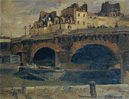 巴黎景观与新桥`Pariser Landschaft mit Pont Neuf (1907) by Julius Ullmann