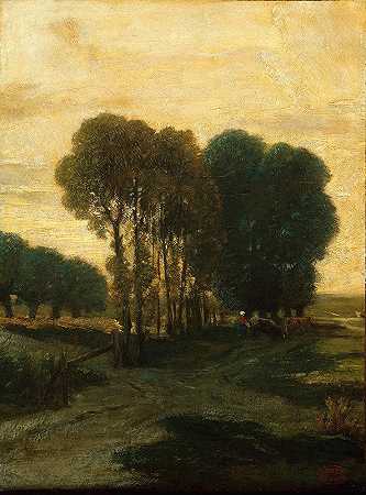 一丛树`A Clump of Trees (c. 1860) by Constant Troyon