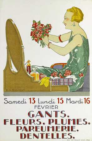 手套。花。羽毛。香水。蕾丝。`Gants. Fleurs. Plumes. Parfumerie. Dentelles. (1920~ 1925) by E. L. Cousyn