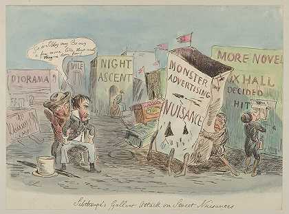 利尔索普他在街上的英勇攻击，骚扰`Lilthorpes Gallant Attack on Street, Nuisances (1830–64) by John Leech