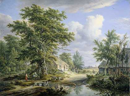 森林边缘的农场`Farms on the Fringe of a Wood (1812) by Egbert van Drielst