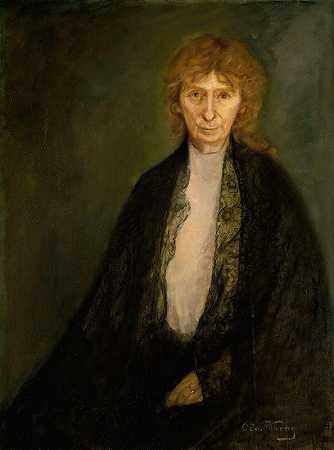 作者罗塔·玛格丽特·瓦鲁姆的肖像`Portrait of the Author Rota Margrethe Vullum (1906) by Oda Krohg