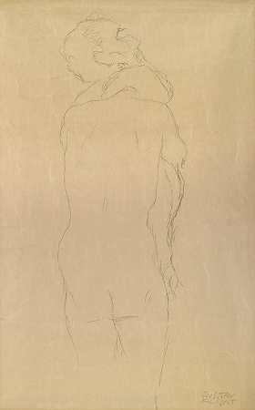 亚当和夏娃学习`Adam und Eva Studie by Gustav Klimt