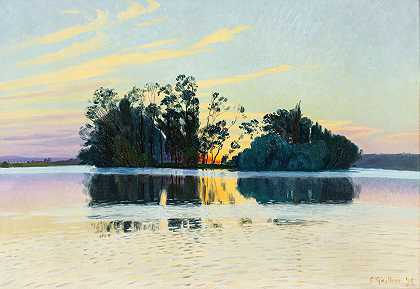 冰冷的湖面`Le Lac glacé (1895) by Charles Guilloux