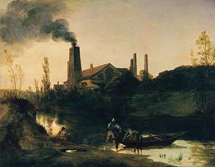 纽施塔特埃伯斯瓦尔德轧钢厂`The Neustadt~Eberswalde Rolling Mill (circa 1830) by Carl Blechen