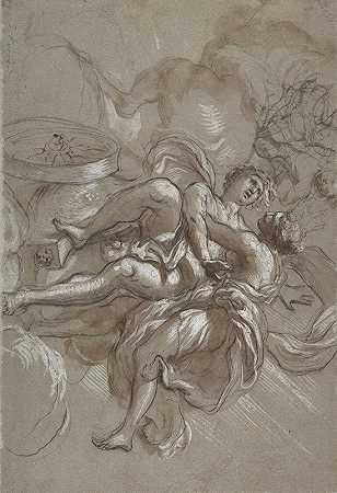 极光和头颅`Aurora and Cephalus (1680–1744) by Lorenzo De; Ferrari