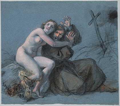 圣安东尼的诱惑`The Temptation of St. Anthony (19th century) by Julien Léopold Boilly
