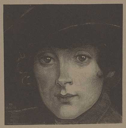 一个陌生女人的肖像3`Portret van een onbekende vrouw 3 (1916) by Richard Nicolaüs Roland Holst