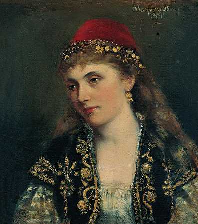 女人的肖像`Portrait of a Woman by Bertha von Bayer