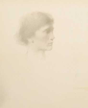 女人的头`Head of a Woman (1894 or after) by Thomas Wilmer Dewing