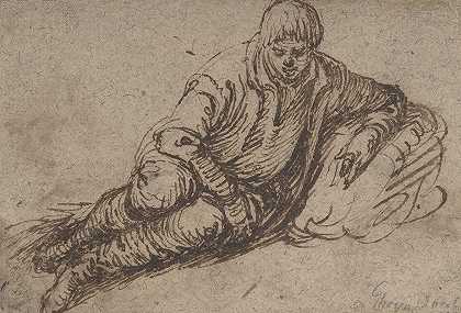 躺着的农民`A Reclining Peasant (16th century) by Jacob de Gheyn II