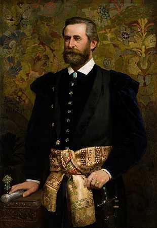 卢德维克·沃季奇（1834-1894）的肖像，加利西亚塞姆人的马哈尔`Portrait of Ludwik Wodzicki (1834–1894), Marhal of the Galician Seym (1880) by Henryk Siemiradzki