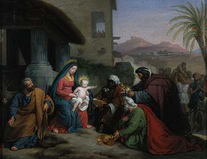 东方三博士的崇拜`The Adoration of the Magi (1833) by Jean-Pierre Granger