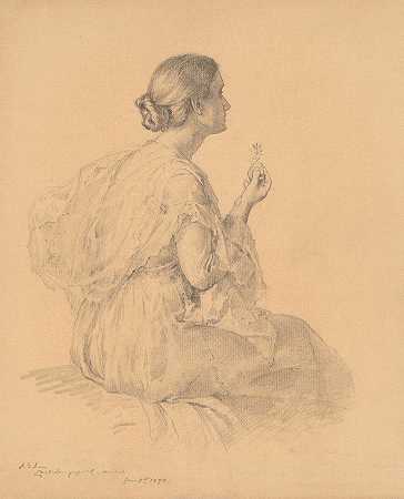 艺术家肖像妻子`Portrait of the Artists Wife (1898) by Elliott Daingerfield