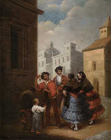 在圣伊西德罗博览会上`At the San Isidro Fair (c. 1860~1867) by Manuel Rodríguez de Guzmán
