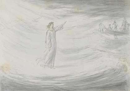 基督在水上行走`Christus loopt over het water (c. 1854 ~ c. 1887) by Alexander Ver Huell