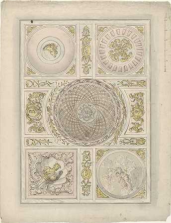 天花板绘画的设计装饰填料`Ontwerp voor een plafondschildering; ornamentale vlakvulling (1677 ~ 1755) by Elias van Nijmegen
