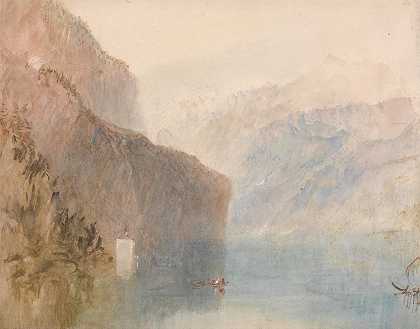 告诉卢塞恩湖s教堂`Tells Chapel, Lake Lucerne (1841) by Joseph Mallord William Turner