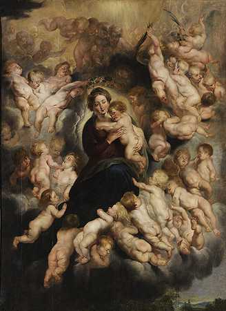 玛丽亚·米特·恩格尔斯克兰兹`Maria mit Kind im Engelskranz by Workshop of Peter Paul Rubens