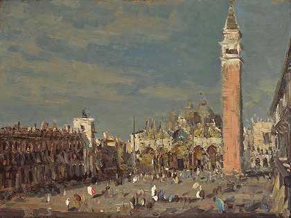 圣马克s广场`Saint Marks Square (1924) by Emma Ciardi