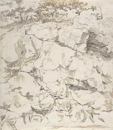 岩崖`Rocky Cliff (18th–19th century) by Johann Christian Reinhart