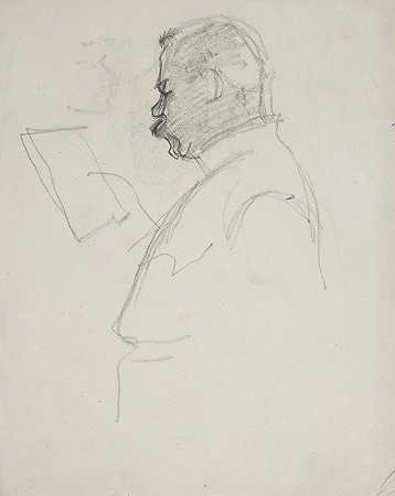 一个人正在读书的素描`Szkic postaci czytającego mężczyzny (1915~1917) by Ivan Ivanec