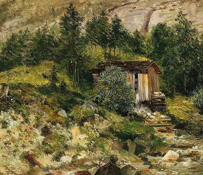 路加山口小屋`Hütte am Pass Luegg by Emilie Mediz-Pelikan