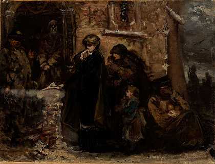 在教堂前`In Front of a Church (1886) by Władysław Rossowski
