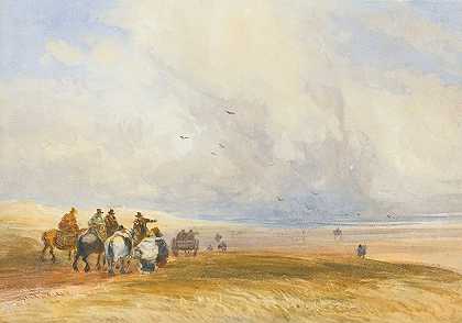 坎布里亚乌尔弗斯通金沙`Ulverstone Sands, Cumbria (1836) by David Cox