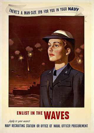 那里在你的海军中，这是一个男人大小的工作，应征入伍`Theres a man~size job for you in your Navy, enlist in the WAVES (1943) by John Philip Falter