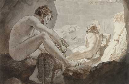 奥德修斯逃离波里菲莫斯`Odysseus flygter fra Polyfem (1812) by Christoffer Wilhelm Eckersberg