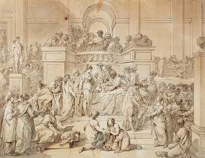 罗马女性的慷慨`The Generosity Of Roman Women (1786) by Jacques Gamelin