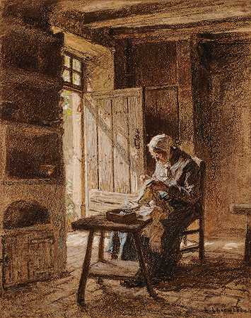 老裁缝`Vieille couturière (ca 1892) by Léon Augustin Lhermitte