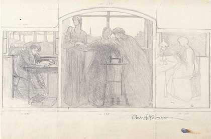 学习向母亲致敬`Study for Homage to Mother (1907) by Umberto Boccioni