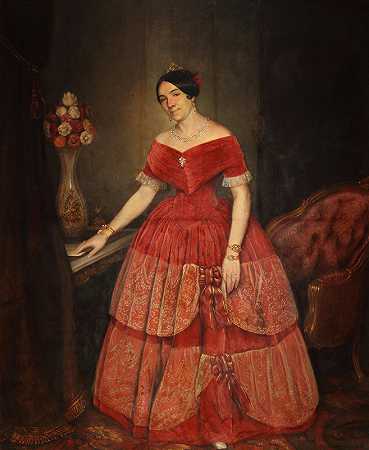 玫瑰肖像`Retrato de Manuelita Rosas (1851) by Prilidiano Pueyrredòn