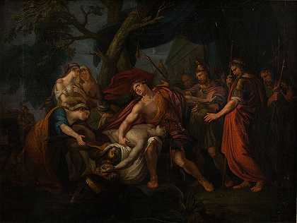 阿喀琉斯哀悼帕特洛克勒斯之死`Achilles Lamenting the Death of Patroclus (1800) by After Hamilton Gavin