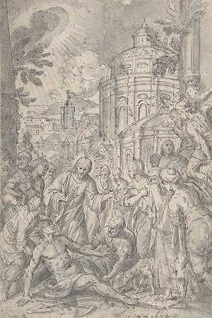 奈姆青年的成长`The Raising of the Youth of Naim (late 16th–early 17th century) by Georg Pecham