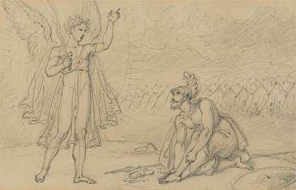 约书亚和天使`Joshua and the Angel (before 1835) by Richard Westall