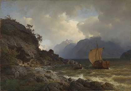 来自挪威西海岸`From the western Coast of Norway (1862) by Hans Gude