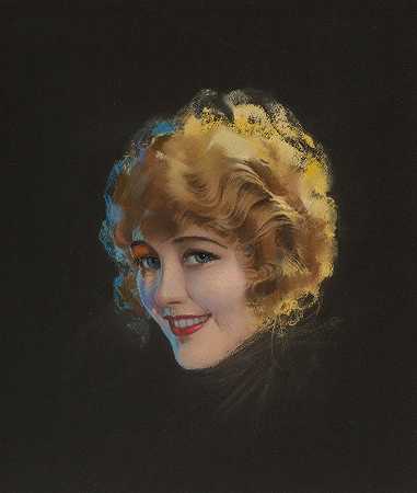 珍珠白肖像`Portrait of Pearl White (1920) by Rolf Armstrong