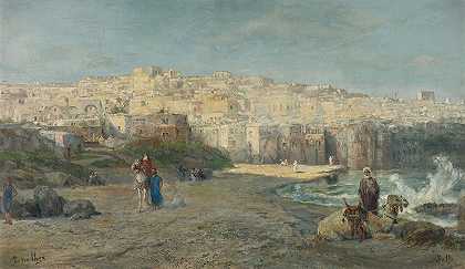贾法港`The Port Of Jaffa by Pierre Tetar van Elven