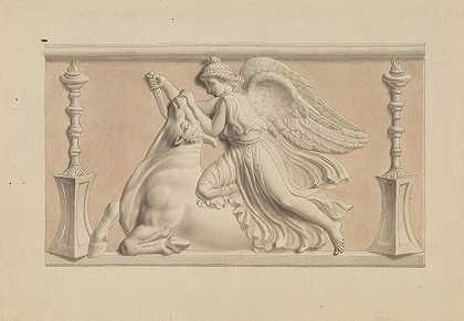 杀死公牛的有翼人影`Winged Figure Slaying a Bull by Edward Francis Burney